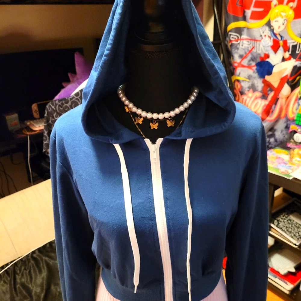 SHEIN BLUE ZIP UP HOODIE SMALL